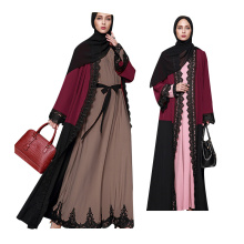 Modest Atacado Maxi Muçulmano moda feminina roupas islâmicas bloco de renda cor dubai abaya